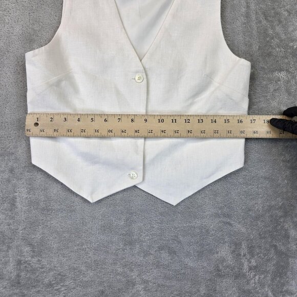 Almina Concept Linen Vest Womens S Ivory White Lined Tailored Button Front Top - Picture 6 of 10